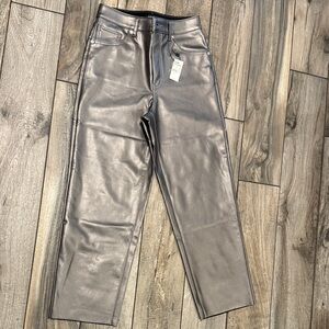 Express Metallic Silver Straight Leg Jeans